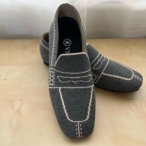 VIVAIA Square-Toe Patterned Loafers-Rich Grey Size 35